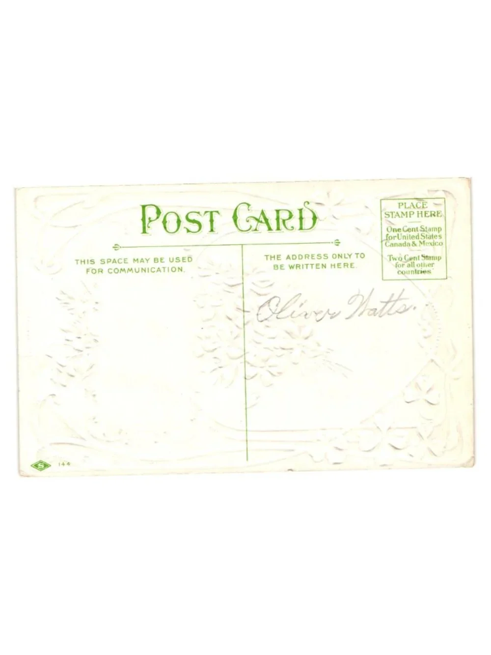 Vintage Embossed Floral Birthday Postcard Violets Pink Sunset Unused Early 1900s